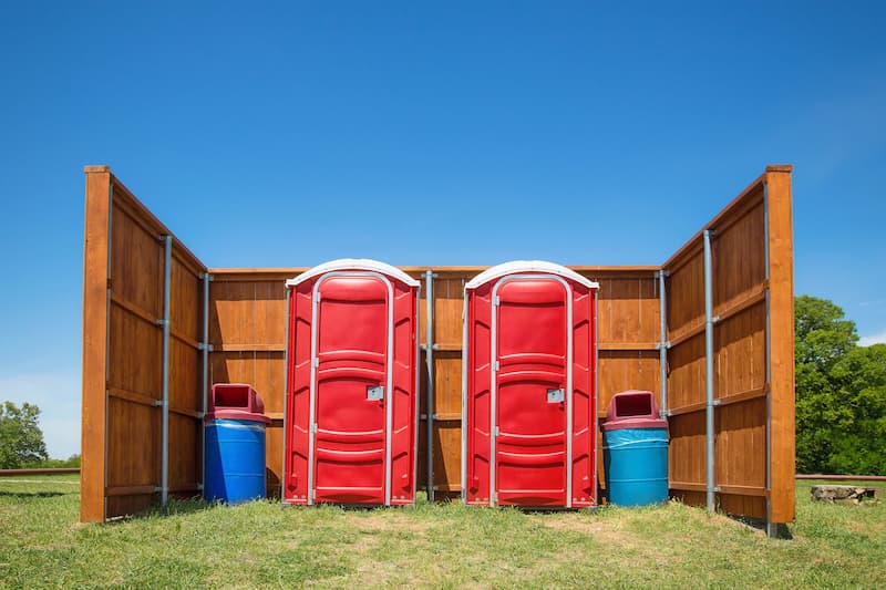 Short-term porta potty units staged for delivery in Milwaukee, Wisconsin